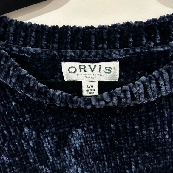 Orvis Womens Navy Blue Chenille Sweater - Picture 4 of 5